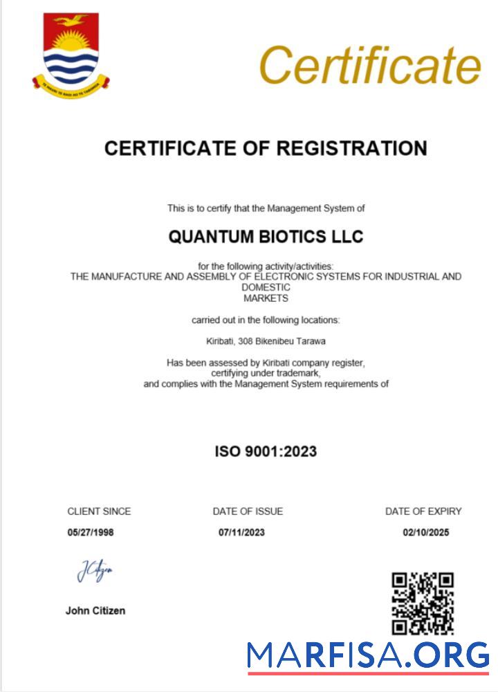 Printable Kiribati business registration certificate Word and PDF template